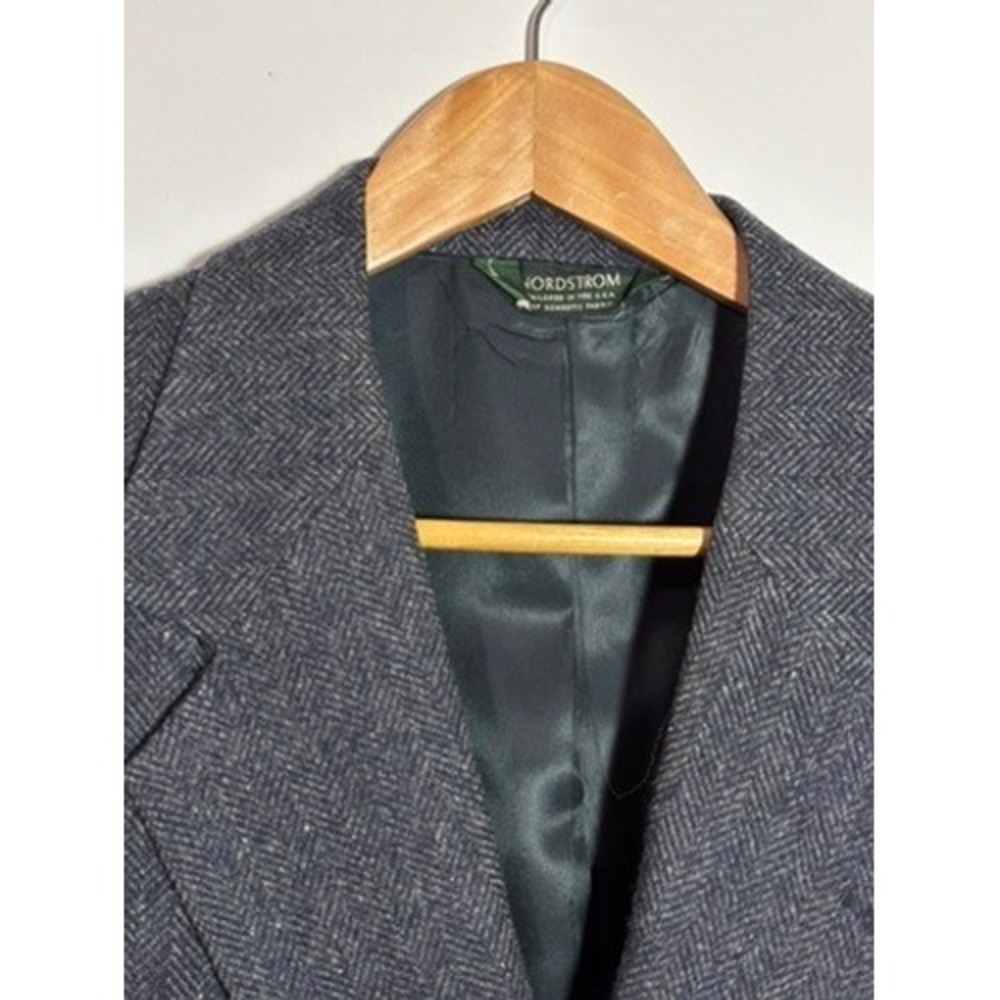 Vtg Tweed Nordstrom Broadmoor & Pike Herringbone Wool Blazer Mens 42S Short Coat - Picture 2 of 12